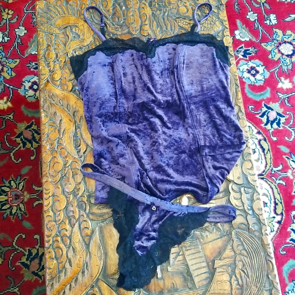 ARIANNE Vintage 90s Lingerie Set Purple Camisole S Panty M
